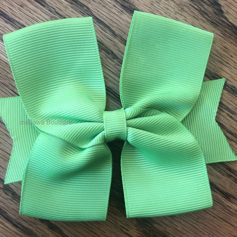 Neon Green 4" Sweet and Simple Bow     4B2449  Handmade NWT Boutique
